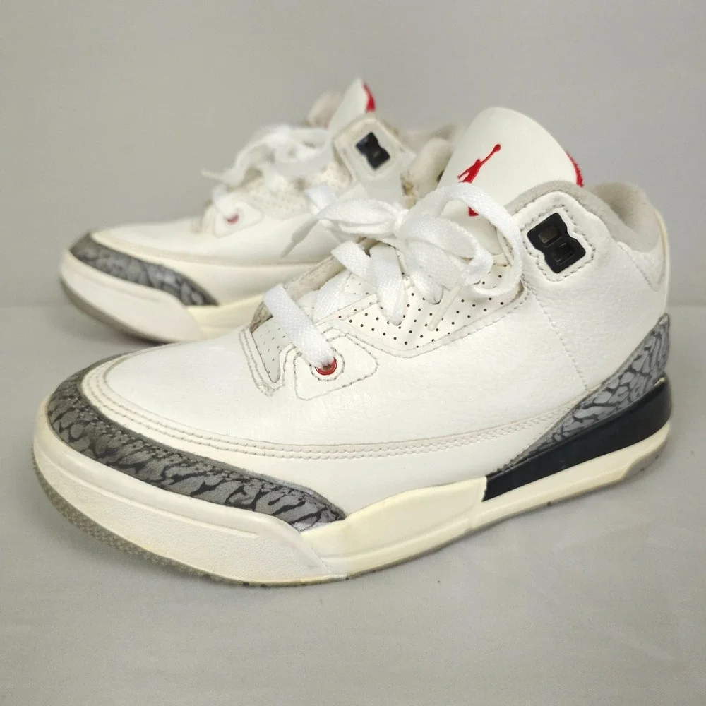 Nike Air Jordan 3 Retro Youth GS Size 1.5Y White Cement Reimagined